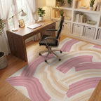 Abstract Pink Cream Brushstroke Rug - Office View
