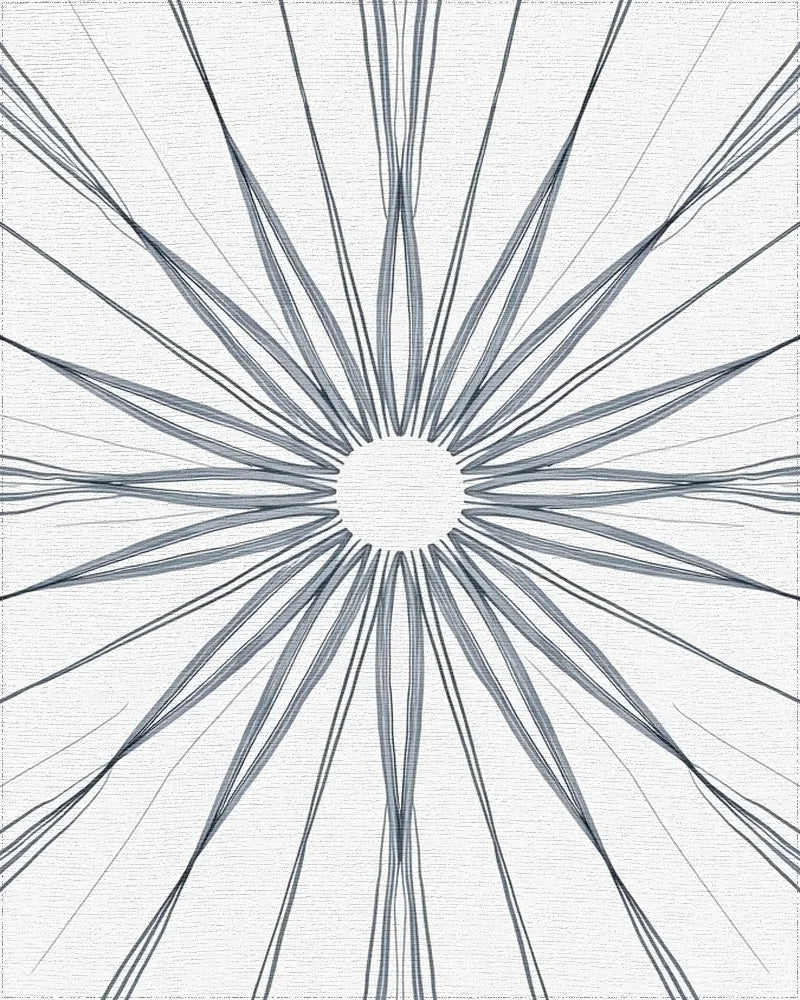 Abstract Radial Graphite Drawing Rug - Cutout View