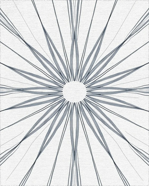 Abstract Radial Graphite Drawing Rug - Cutout View