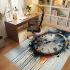 Abstract Splash Roman Clock Design Rug Office View