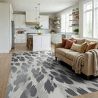Abstract Spotted Gray White Rug Living Room View