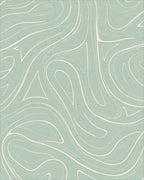 Abstract Swirl Light Green Pattern Rug - Cutout View