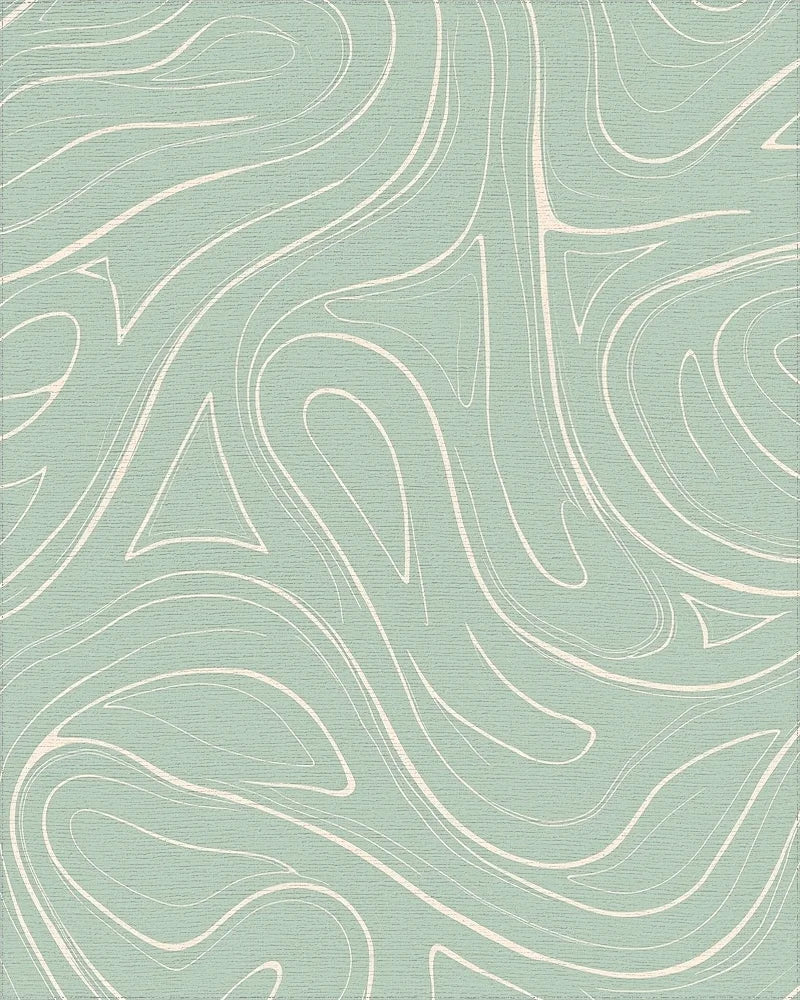 Abstract Swirl Light Green Pattern Rug - Cutout View