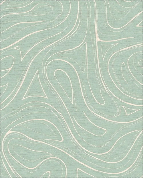 Abstract Swirl Light Green Pattern Rug - Cutout View