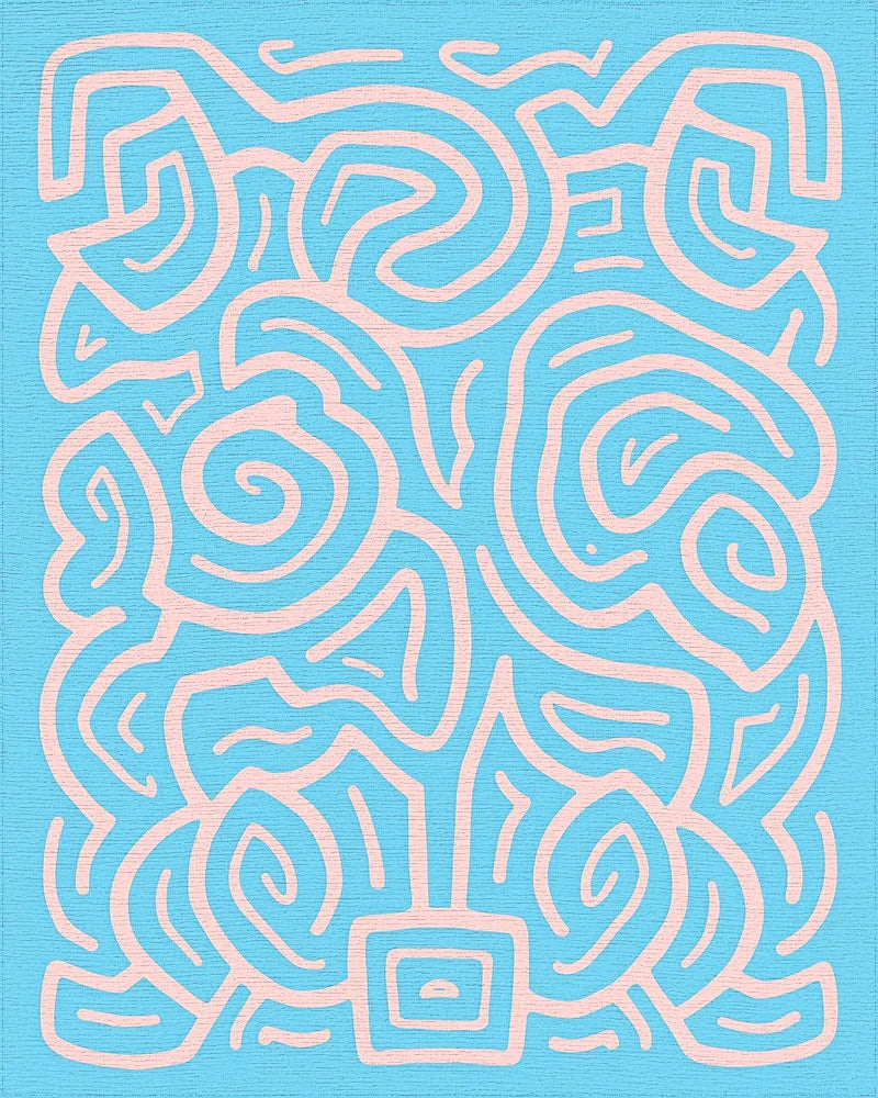 Abstract Swirl Pink Pattern Rug - Cutout View