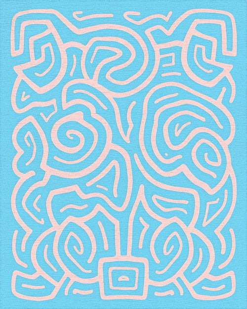Abstract Swirl Pink Pattern Rug - Cutout View