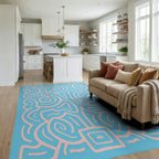 Abstract Swirl Pink Pattern Rug Living Room View