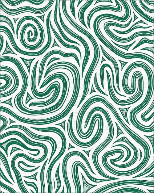 Abstract Swirling Green Pattern Design Rug - Cutout View