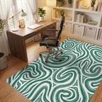 Abstract Swirling Green Pattern Design Rug Office View