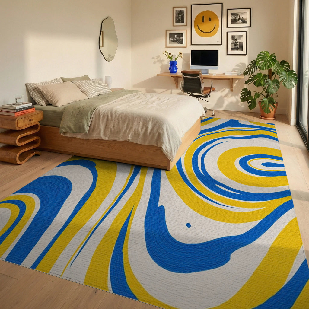 Abstract Swirls Pattern Design Rug Bedroom View