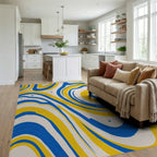 Abstract Swirls Pattern Design Rug Living Room View