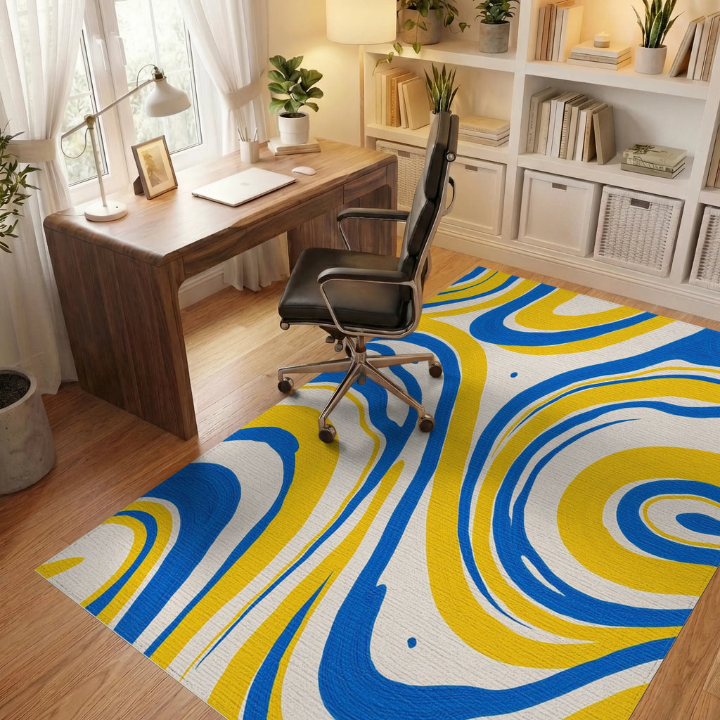 Abstract Swirls Pattern Design Rug Office View