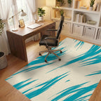 Abstract Teal Brush Stroke Pattern Rug Office View