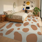 Abstract Terracotta Organic Spotted Rug Bedroom View