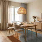 Abstract Warm Cool Gradient Circles Rug - Dining Room View