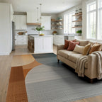 Abstract Warm Cool Gradient Circles Rug - Living Room View