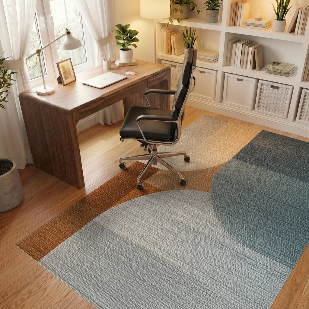 Abstract Warm Cool Gradient Circles Rug - Office View