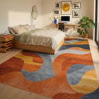 Abstract Wave Modern Gradient Rug - Bedroom View