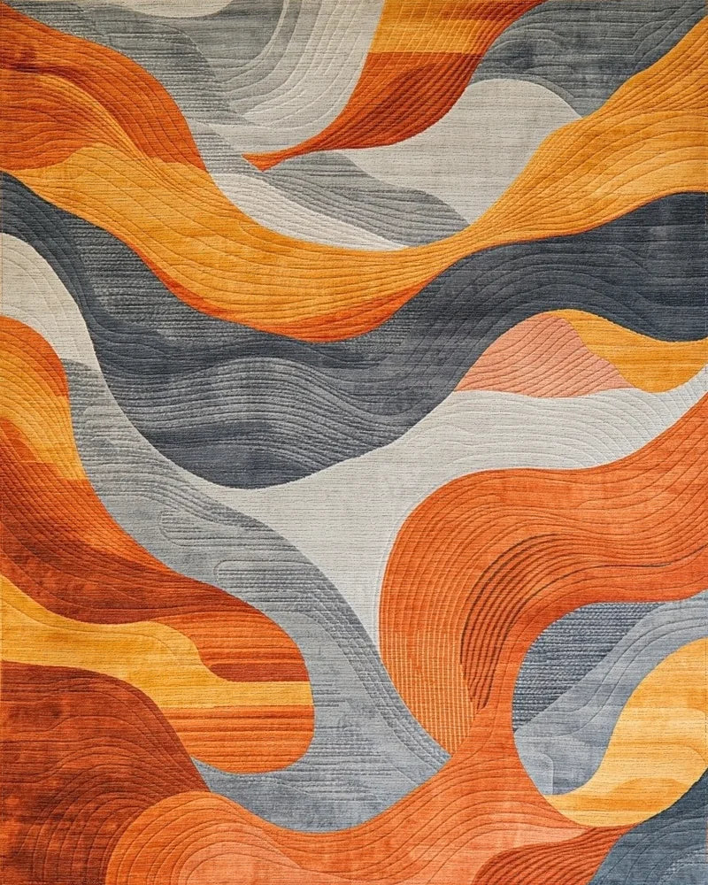 Abstract Wave Modern Gradient Rug - Cutout View