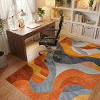 Abstract Wave Modern Gradient Rug - Office View