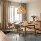 Abstract Wavy Gold Lines Rug - Dining Room View