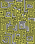 Abstract Yellow Black Maze Pattern Rug - Cutout View
