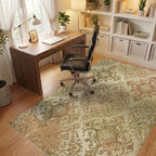 Aged Gold Floral Ogee Baroque Rug Office View