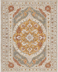 Amber Gray Ochre Floral Medallion Rug - Cutout View