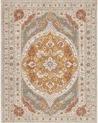Amber Gray Ochre Floral Medallion Rug - Cutout View