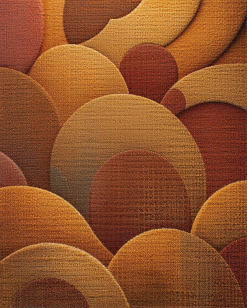 Amber Terracotta Layered Circles Rug - Cutout View