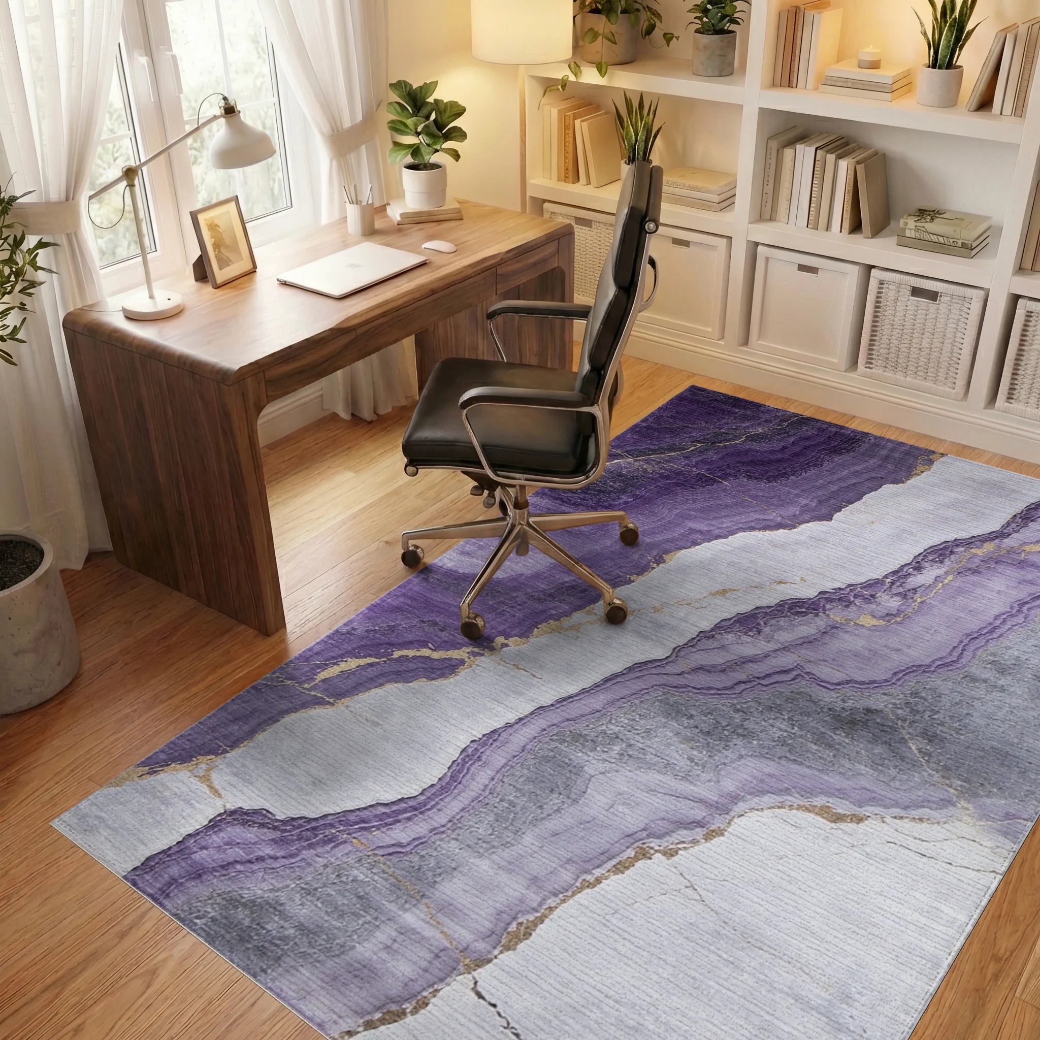 Amethyst Geode Marble Pattern Rug - Office View