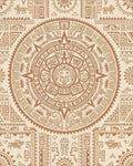 Ancient Sun Calendar Brown Geometric Rug - Cutout View