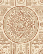 Ancient Sun Calendar Brown Geometric Rug - Cutout View