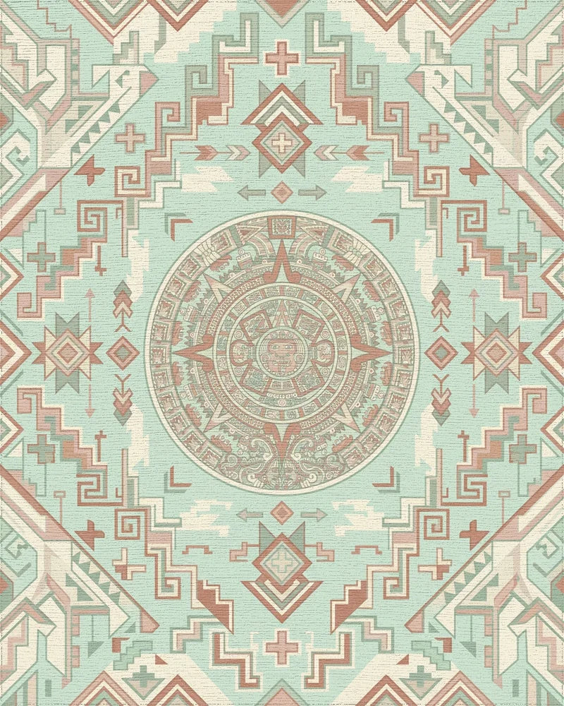 Ancient Sun Calendar Geometric Medallion Rug - Cutout View