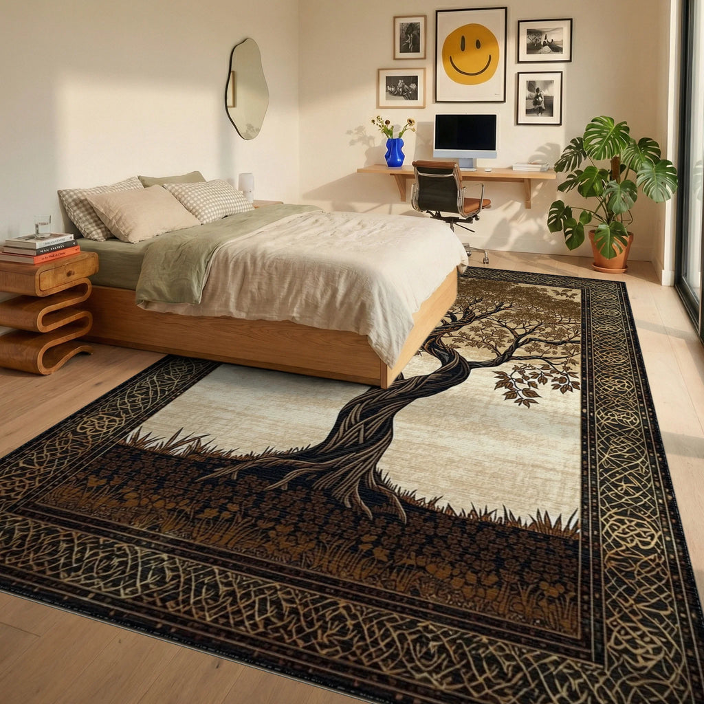 Ancient Twisted Celtic Tree Rug - Bedroom View