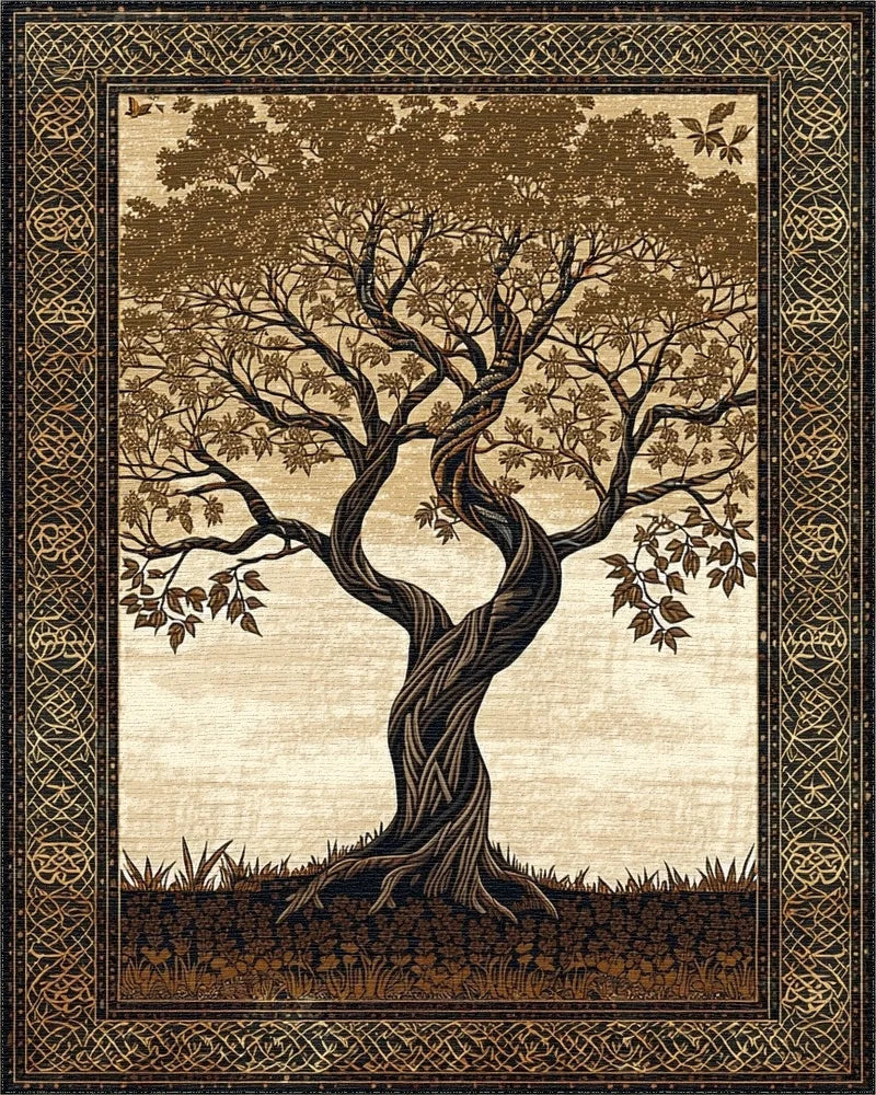 Ancient Twisted Celtic Tree Rug - Cutout View