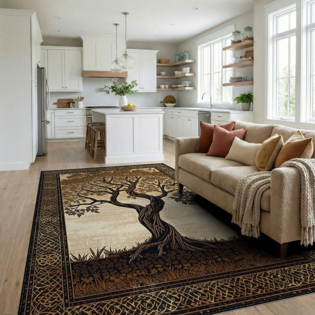 Ancient Twisted Celtic Tree Rug - Living Room View