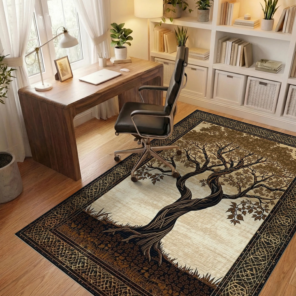 Ancient Twisted Celtic Tree Rug - Office View