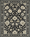 Antique Black Floral Archival Garden Rug - Cutout View