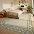 Antique Cream Floral Border Rug Bedroom View