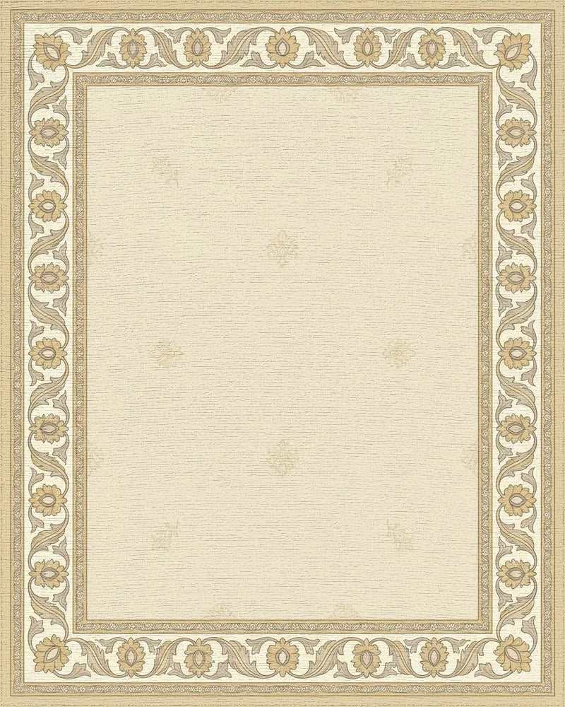 Antique Cream Floral Border Rug - Cutout View
