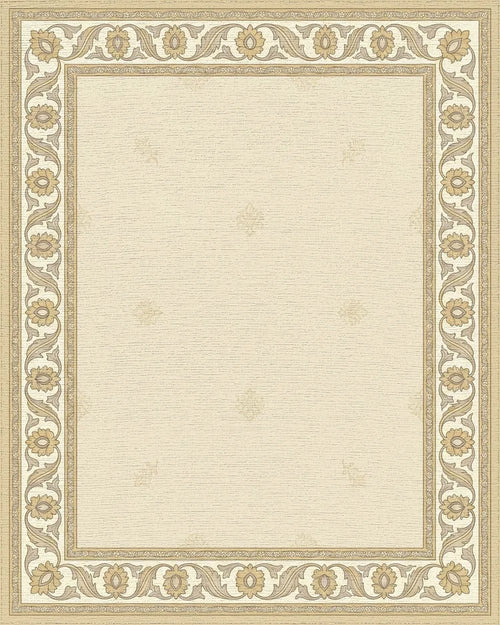 Antique Cream Floral Border Rug - Cutout View