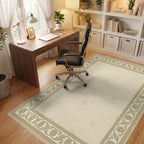 Antique Cream Floral Border Rug Office View
