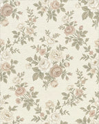 Antique Cream Floral Branch Garland Rug - Cutout View