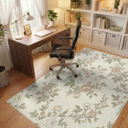 Antique Cream Floral Branch Garland Rug Office View