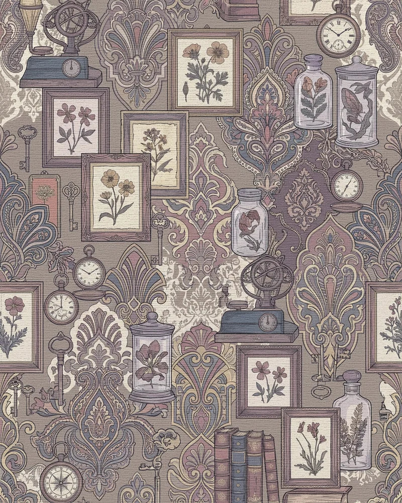 Antique Floral Botanical Collection Collage Rug - Cutout View