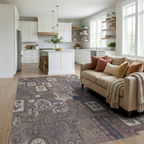 Antique Floral Botanical Collection Collage Rug Living Room View
