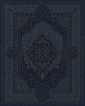Antique Indigo Ornate Floral Medallion Rug - Cutout View