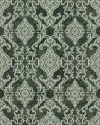 Antique Lace Medallion Green Rug - Cutout View