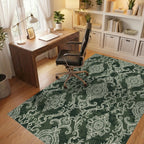 Antique Lace Medallion Green Rug Office View